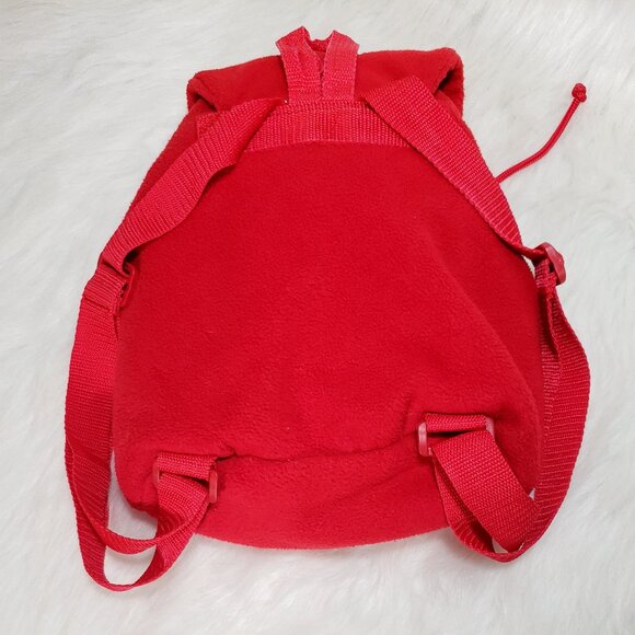 Y2K Cozy Day DISNEY STORE Winnie The Pooh Fleece Red Embroidered Backpack rvhtf - Picture 10 of 13